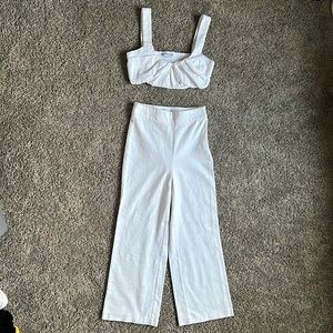 Zara Rustic Ecru Crop Top & Pant Set